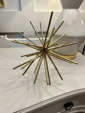 Gold Metal Urchin Sculpture Accent 10”